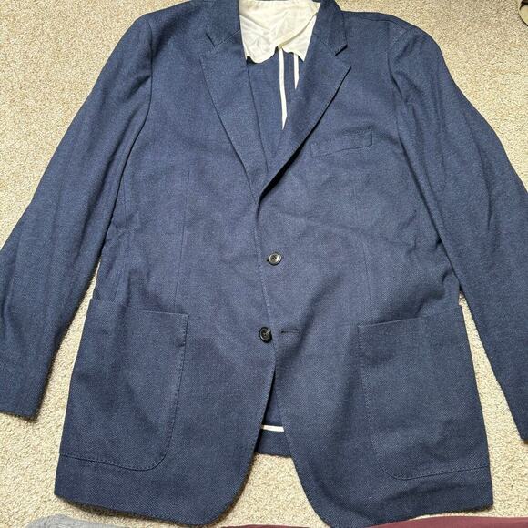 Todd Synder ITALIAN WOOL SPORT COAT IN BLUE HERRINGBONE 46R - Picture 2 of 8